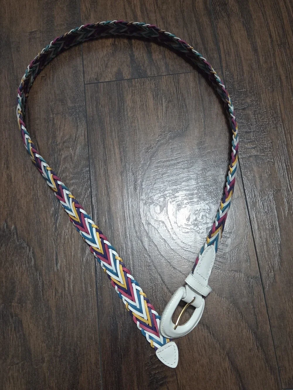 Colorful Braided Split Leather Belt Size L